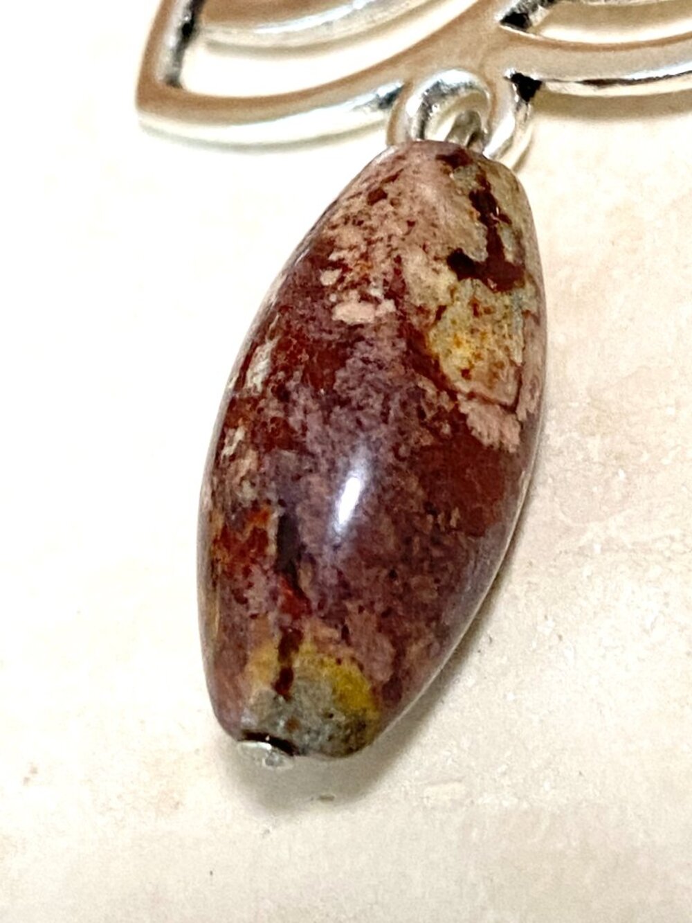 2/$20,Earthy Convoluted Jasper Triqueta Earrings,Gemstone & Sterling Silver Hook - Picture 4 of 9
